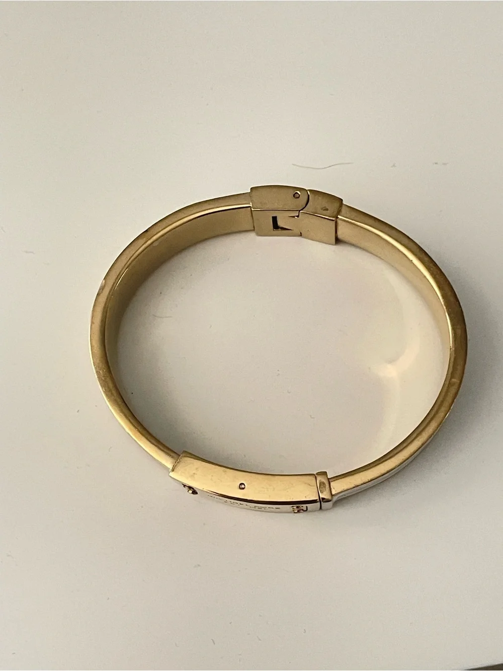 Michael Kors Gold and White Enamel Hinged Bangle